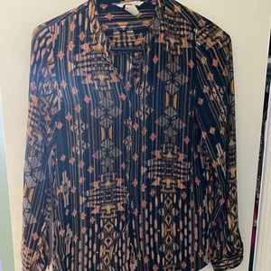 Multicolored button down top